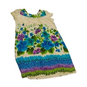 Vintage 1960s Ui-Maikai Groovy Colorful Hibiscus Floral Dress MuuMuu